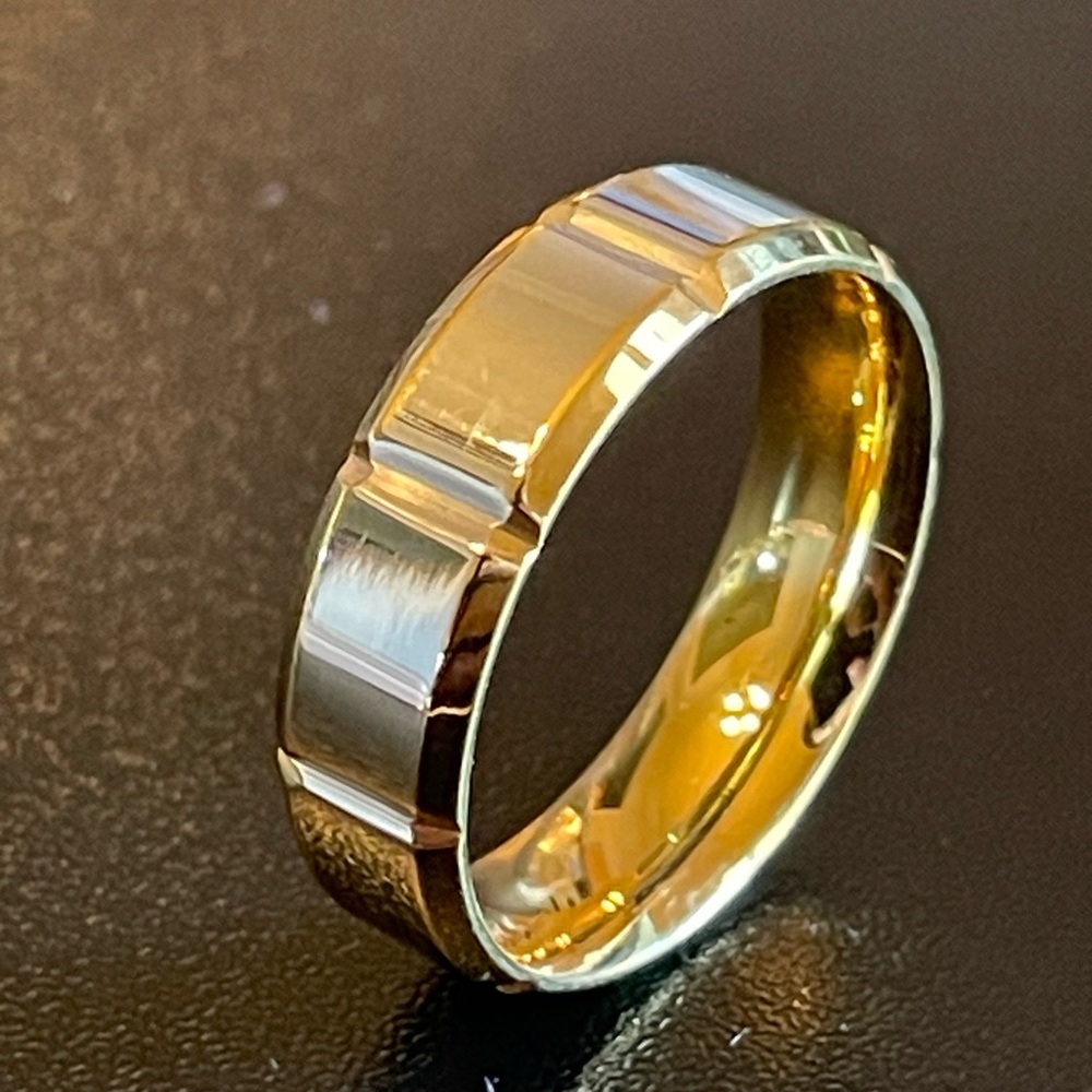 6mm gold silver stainless steel ring